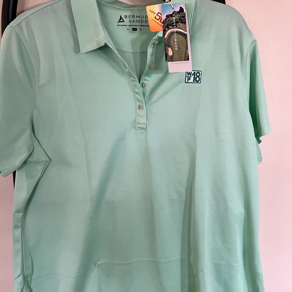 Bermuda Sands Women's Mint Golf Pro Button Down Shirt